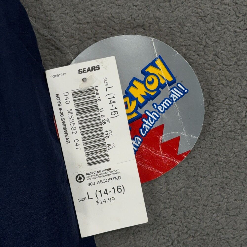 Pokémon Swim Trunks Boys Large 14-16 Blue Blastoise Golduck Water Type Sears VTG - Picture 5 of 12
